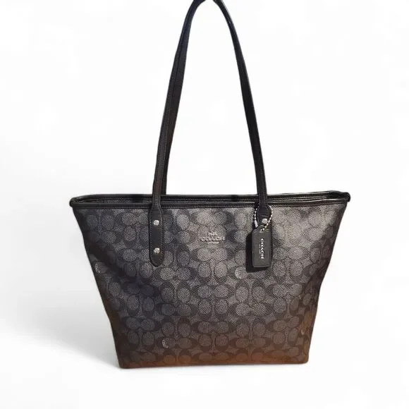 Coach City Zip Tote Signature printed leather. - Picture 1 of 13